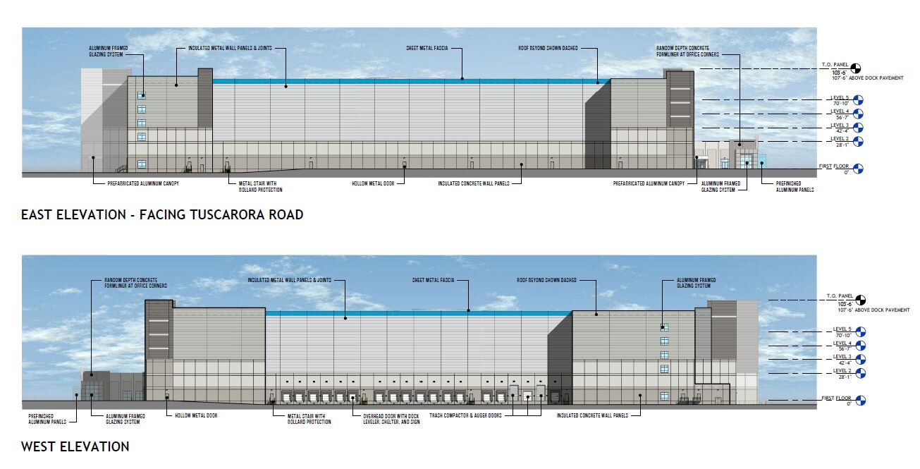 Proposed Niagara Amazon warehouse-east and west views